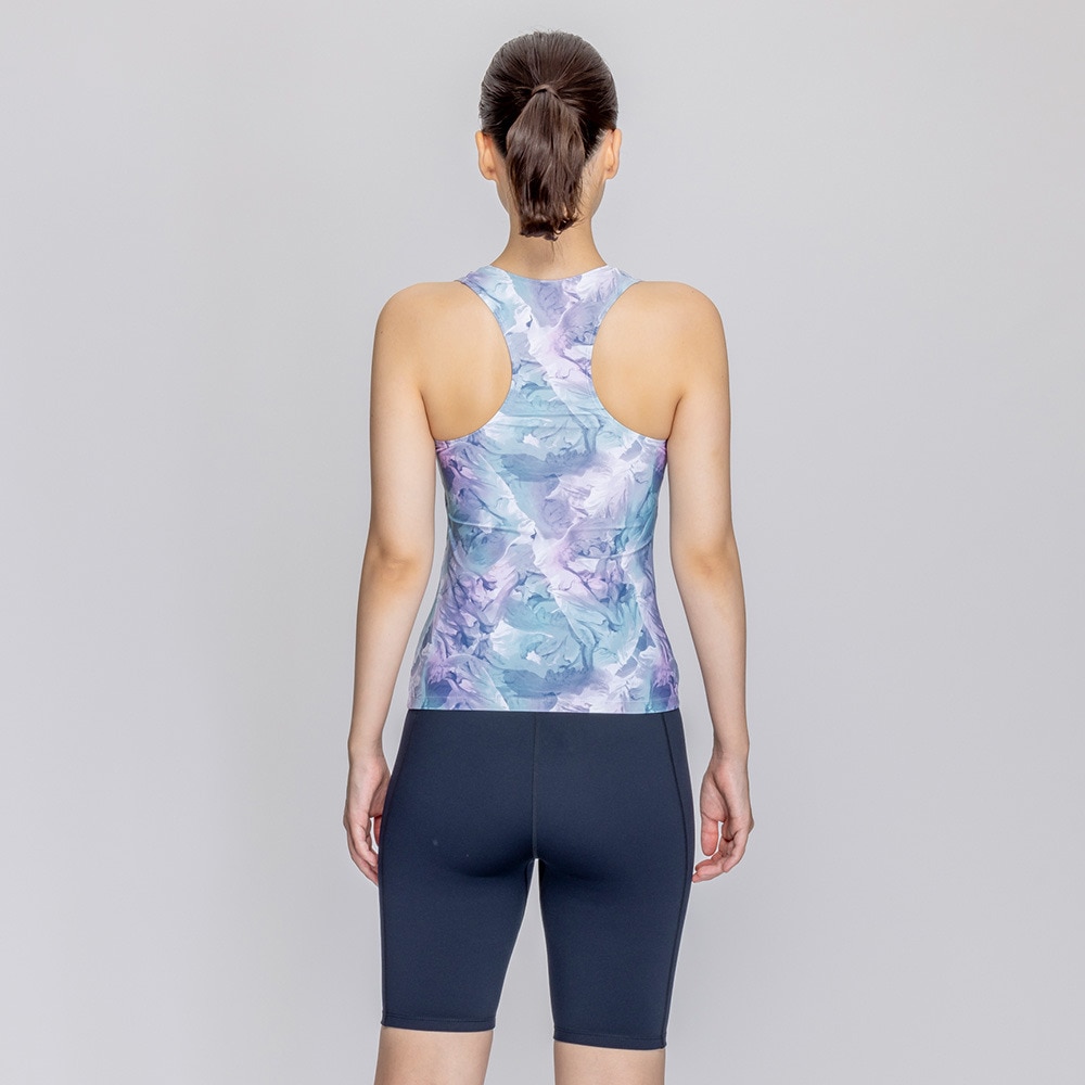 ナイキ（NIKE）（レディース）フィットネス水着 レディース 水泳 SP25 総柄袖なしセパレーツ 2993132-018