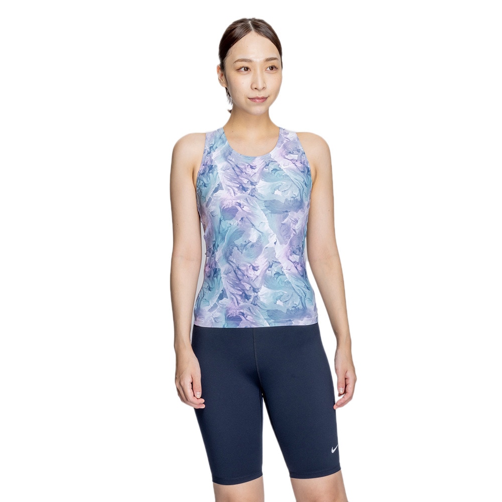 ナイキ（NIKE）（レディース）フィットネス水着 レディース 水泳 SP25 総柄袖なしセパレーツ 2993132-018
