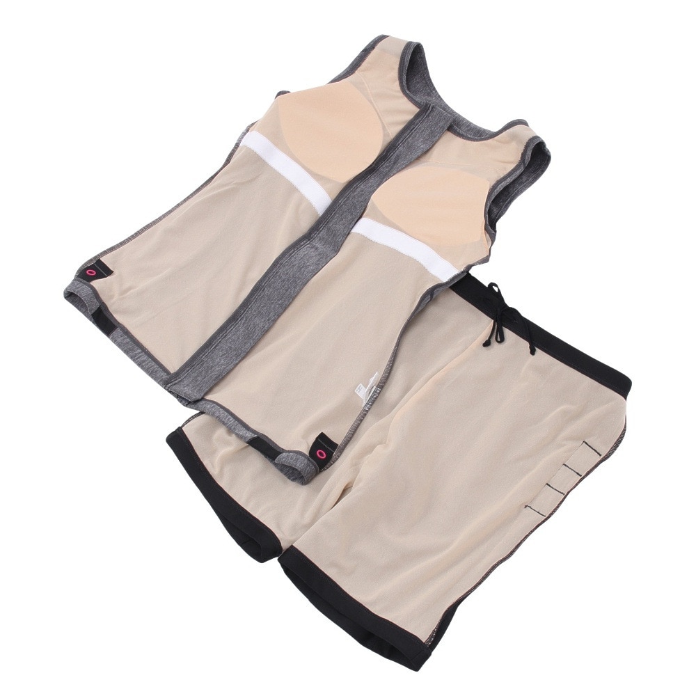 アリーナ（ARENA）（レディース）水着 フィットネスセパレーツ すらっとセパ  グレー 黒 M-LLサイズ AS5SWF41L GYBK 水泳 差し込みパッド ミドルレッグ