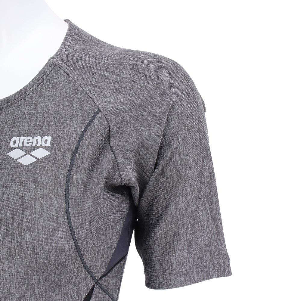 アリーナ（ARENA）（レディース）水着 フィットネスセパレーツ すらっとセパ グレー 黒 M-LLサイズAS5SWF43L GYBK 水泳 カバーバック 半袖 差し込みパッド 