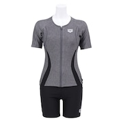(レディース)水着 フィットネスセパレーツ すらっとセパ グレー 黒 M-LLサイズAS5SWF43L GYBK 水泳 カバーバック 半袖 差し込みパッド