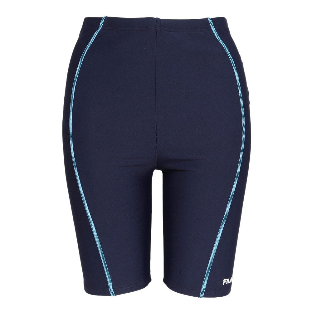 フィラ（FILA）（レディース）フィットネス水着 水泳 タイダイプリント ジップセパレート 青 紺 M-LLサイズ 315604 NV  めくれ防止スナップ付き 上下セット 
