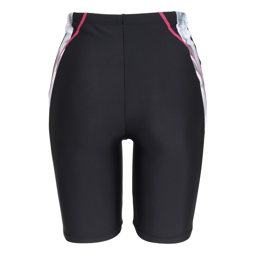 フィラ（FILA）（レディース）フィットネス水着 水泳 タイダイプリント 半袖ジップセパレート 黒 白 M-LLサイズ 315605 BK めくれ防止スナップ付き 上下セット