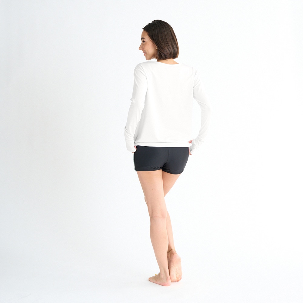 ロキシー（ROXY）（レディース）フィットネス水着 レディース 水泳 STOP THE DROPS 白 M-Lサイズ 25SPRSW251502WHT ３ピースセット 長袖 めくれ防止