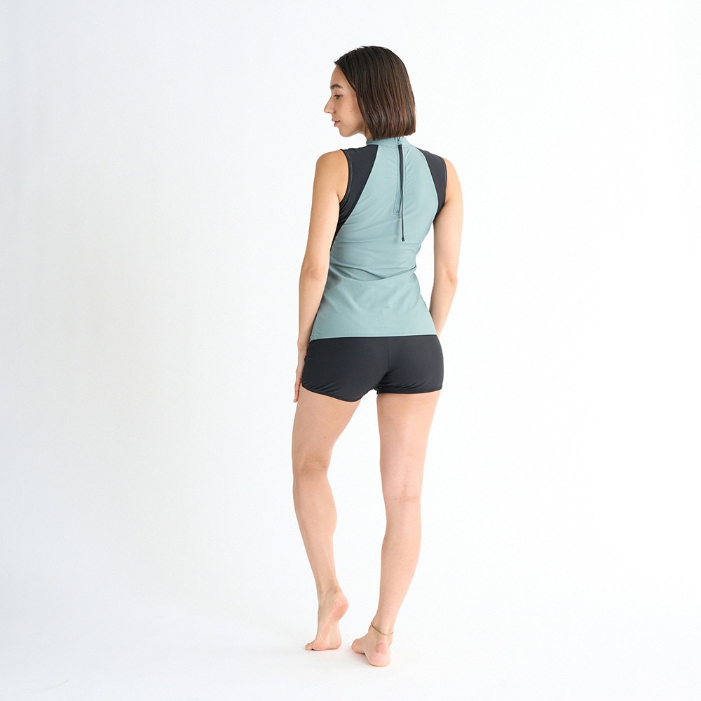 ロキシー（ROXY）（レディース）フィットネス水着 レディース 水泳 RIDE THE SLIDE カーキ M-Lサイズ 25SPRSW251505KHA セットアップ 上下セット スイムウェア