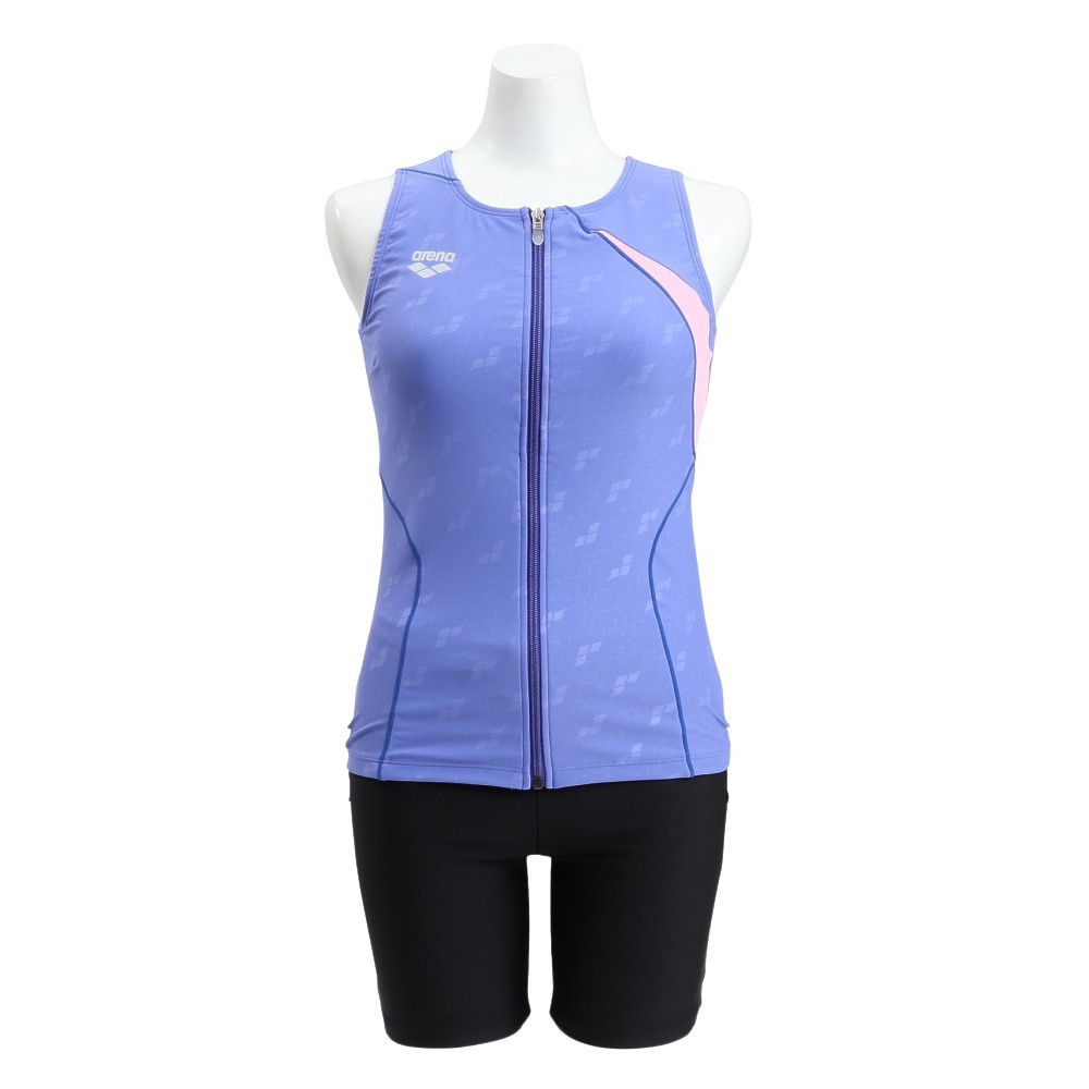 アリーナ（ARENA）（レディース）フィットネス水着 水泳 フィットネスセパレーツ S-L AS4FWF40W PPBK 婦人水着 上下セット 前開き めくれ防止 スパッツ