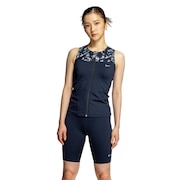 (レディース)フィットネス水着 水泳 ジップ付きセパレーツ 上下セット 黒 M-3Lサイズ 2993144-009 スイムウェア