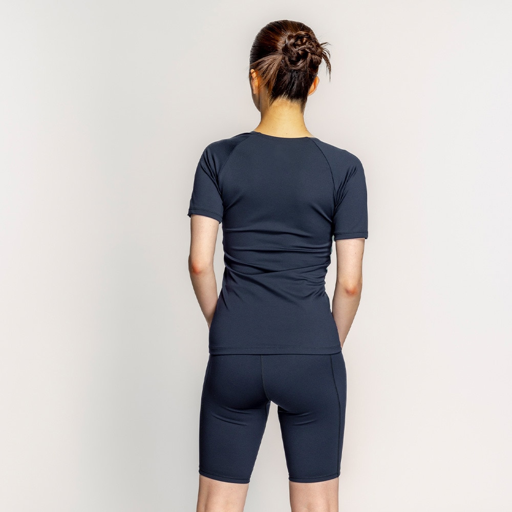 ナイキ（NIKE）（レディース）フィットネス水着 水泳 ジップ付き半袖セパレーツ 上下セット 緑 M-LLサイズ 2993145-007