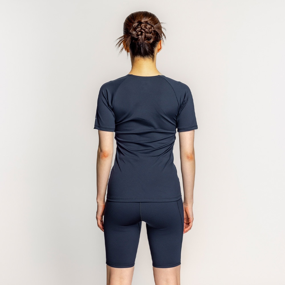ナイキ（NIKE）（レディース）フィットネス水着 水泳 ジップ付き半袖セパレーツ 上下セット 黒 M-3Lサイズ 2993145-009