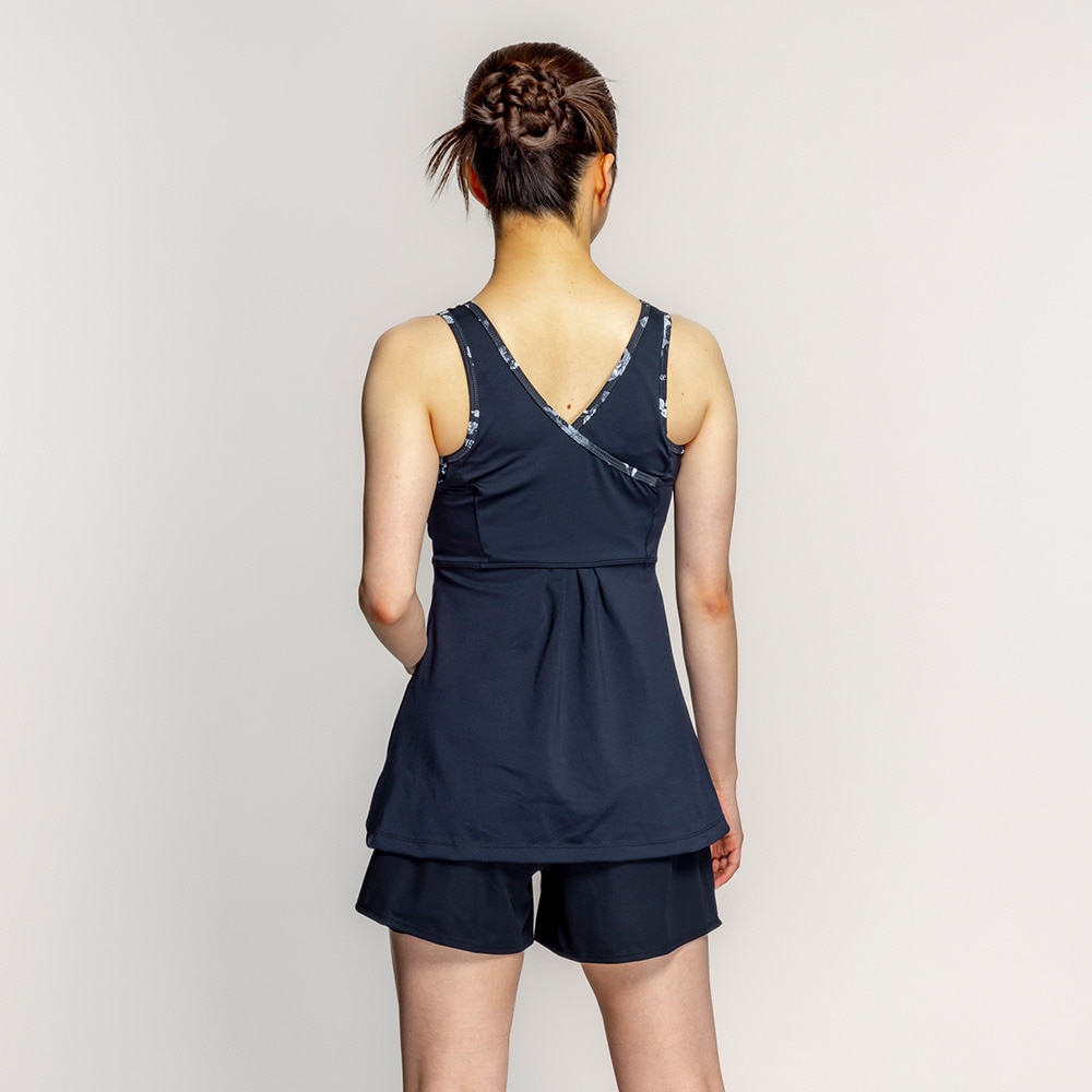 ナイキ（NIKE）（レディース）フィットネス水着 水泳 ふんわりシルエット2in1パンツセパレーツ 上下セット 黒 M-LLサイズ 2993146-009