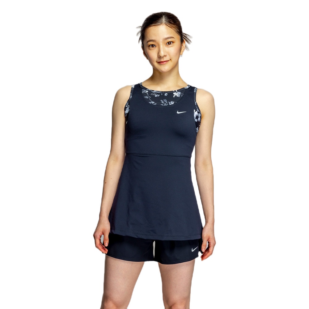 ナイキ（NIKE）（レディース）フィットネス水着 水泳 ふんわりシルエット2in1パンツセパレーツ 上下セット 黒 M-LLサイズ 2993146-009