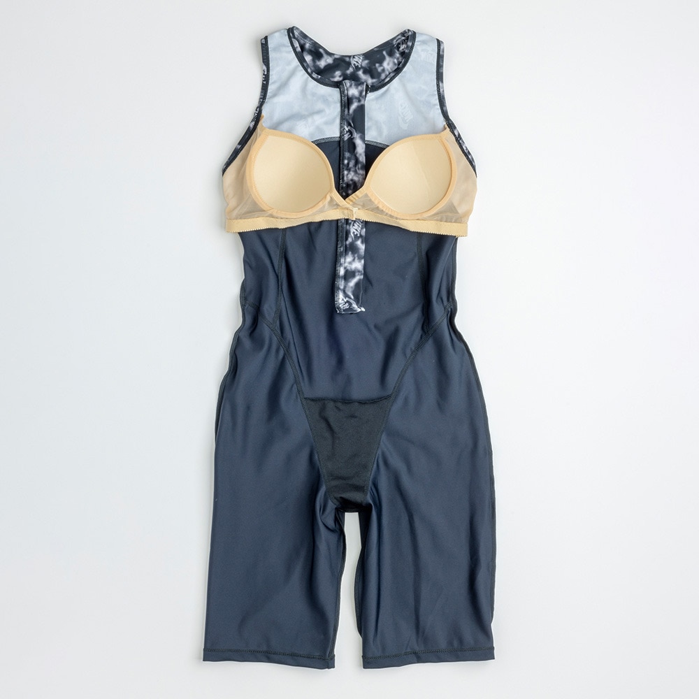 ナイキ（NIKE）（レディース）フィットネス水着 水泳 ジップ付きレッグスーツ 黒 M-LLサイズ 2993150-009 スイムウェア