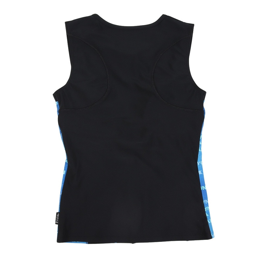 リュウナ（Ryuna）（レディース）フィットネス水着 レディース 水泳 ロゴ柄 ノースリーブ 青 ブルー 3L-5L NB2513RBL セパレートタイプ めくれ防止スナップ