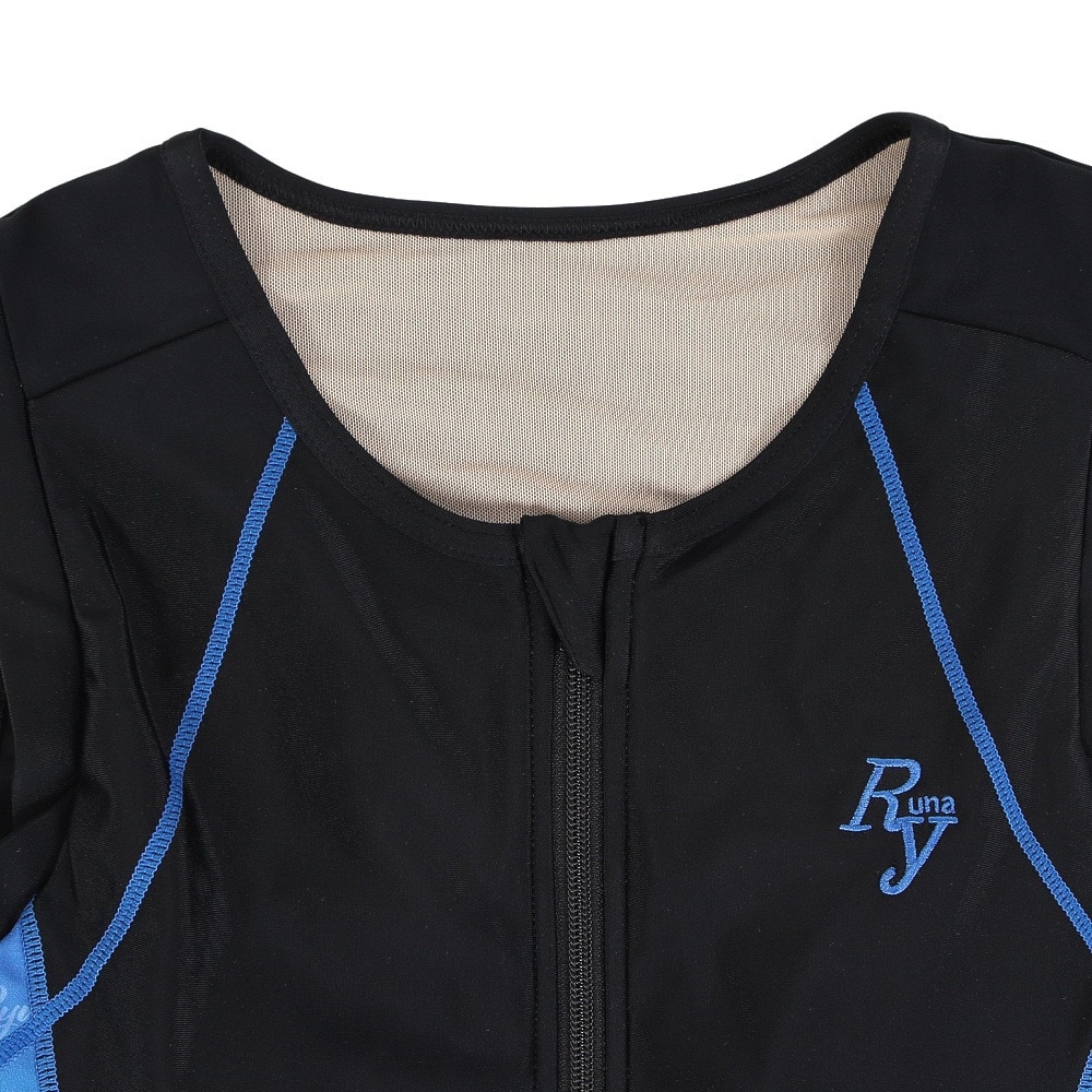 リュウナ（Ryuna）（レディース）フィットネス水着 レディース 水泳 ロゴ柄 ノースリーブ 青 ブルー 3L-5L NB2513RBL セパレートタイプ めくれ防止スナップ