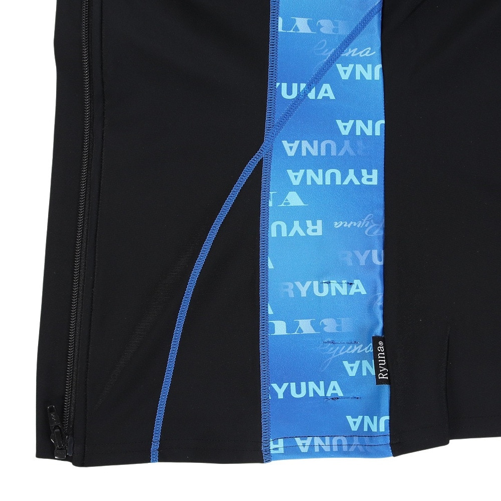 リュウナ（Ryuna）（レディース）フィットネス水着 レディース 水泳 ロゴ柄 ノースリーブ 青 ブルー 3L-5L NB2513RBL セパレートタイプ めくれ防止スナップ