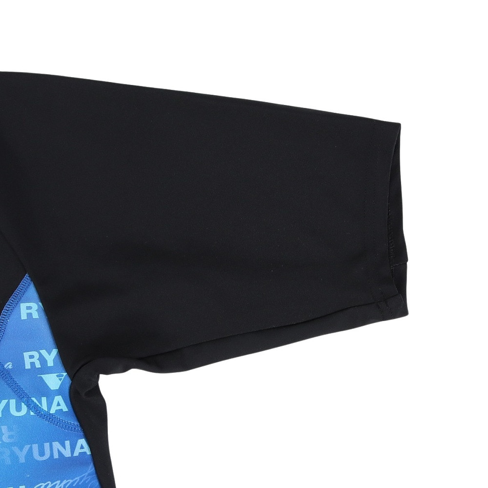 リュウナ（Ryuna）（レディース）フィットネス水着 レディース サイドロゴ柄 半袖 ブルー 青 3L-5L NB2514RBL めくれ防止スナップ セパレート エクササイズ
