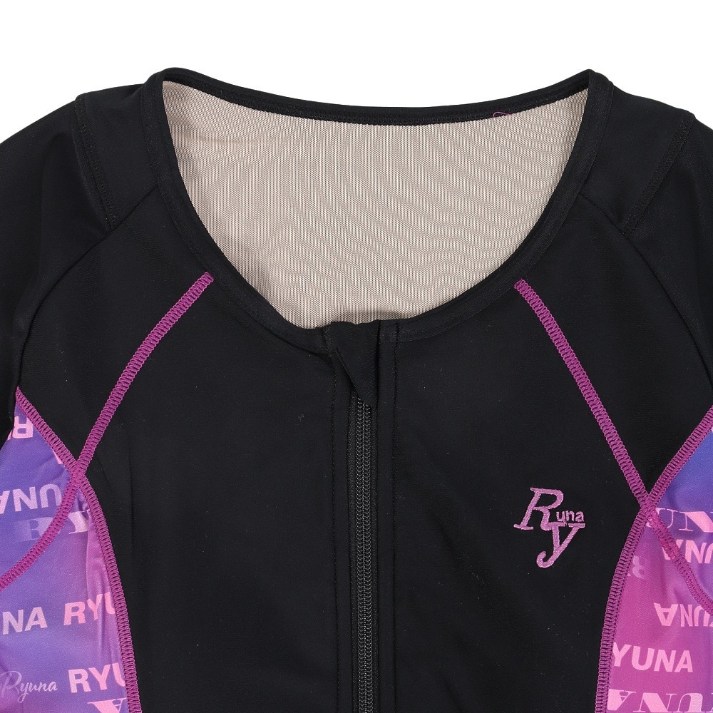 リュウナ（Ryuna）（レディース）フィットネス水着 レディース 水泳 サイドロゴ柄 半袖 ピンク 3L-5L NB2514RPK めくれ防止スナップ セパレート エクササイズ