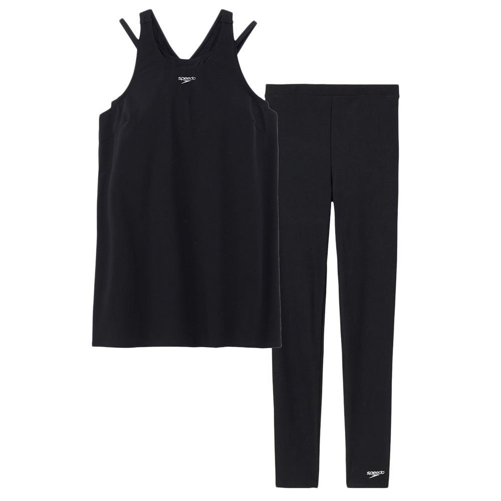 スピード（SPEEDO）（レディース）フィットネス水着 レディース 水泳 エアパロング 上下セット 黒 S-Lサイズ SFW22561 K セパレート水着 9分丈 