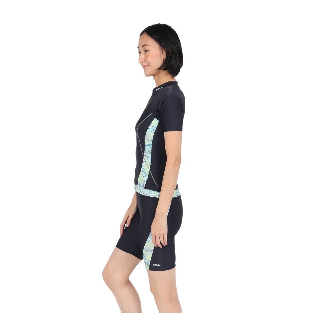 フィラ(FILA)フィットネス水着 レディース 水泳 リーフ柄プリント フルジップ セパレート カーキ M-LLサイズ 315… フィラ（FILA）（レディース）フィットネス水着 レディース 水泳