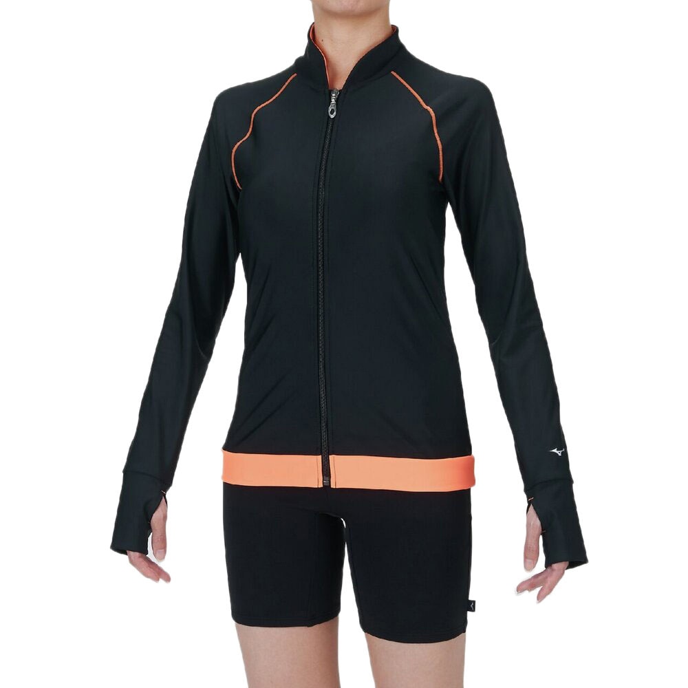 ミズノ（MIZUNO）（レディース）水着 レディース 水泳 FWラッシュガード ベージュ×ブラック S-LLサイズ N2JAA83095 フィットネス水着 運動
