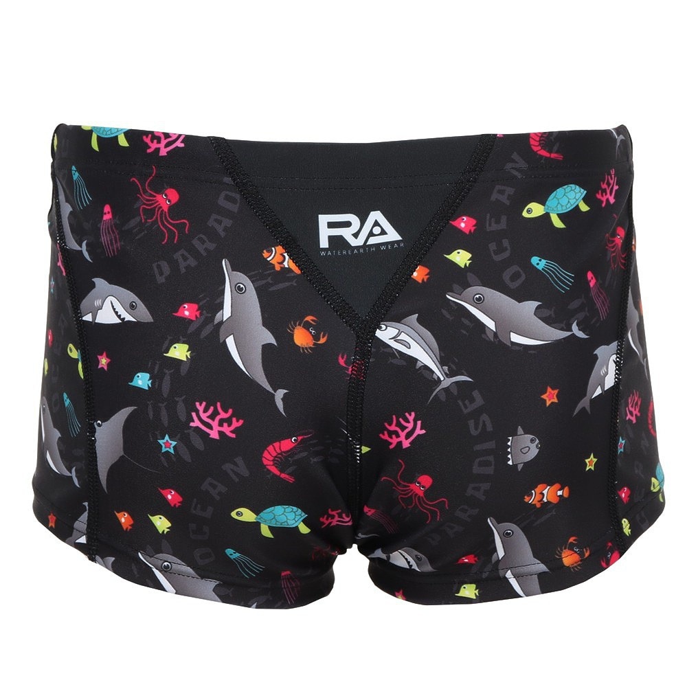 RA（RA）（キッズ）水着 ジュニア 男子 水泳 ショートボクサー SEA WORL RA123-BSEAWJR BK