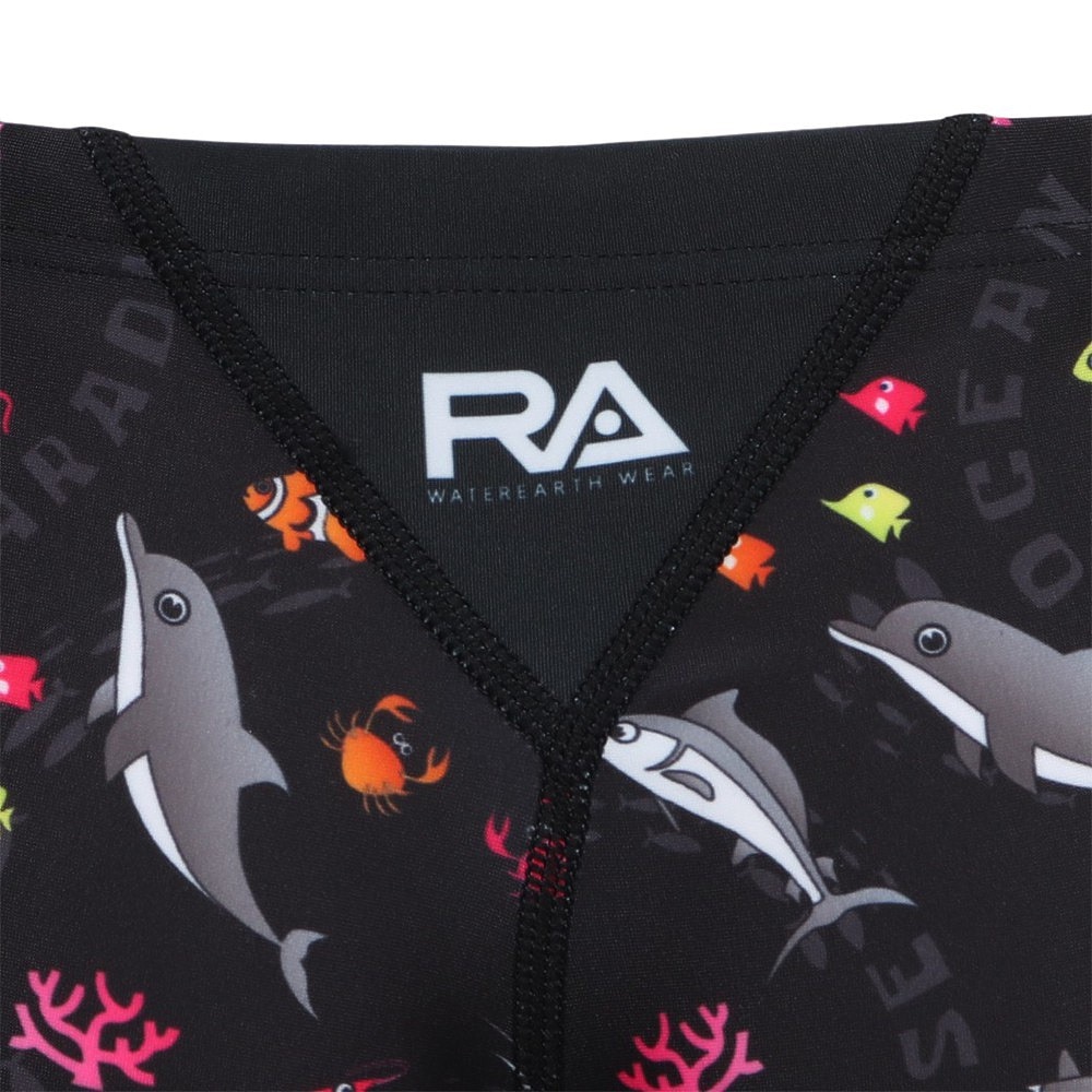 RA（RA）（キッズ）水着 ジュニア 男子 水泳 ショートボクサー SEA WORL RA123-BSEAWJR BK