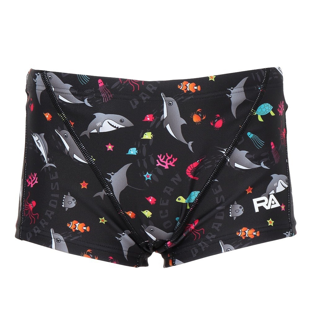 RA（RA）（キッズ）水着 ジュニア 男子 水泳 ショートボクサー SEA WORL RA123-BSEAWJR BK