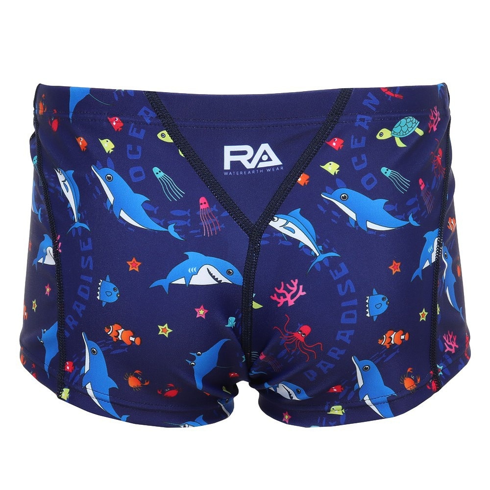 RA（RA）（キッズ）水着 ジュニア 男子 水泳 ショートボクサー SEA WORL RA123-BSEAWJR NV