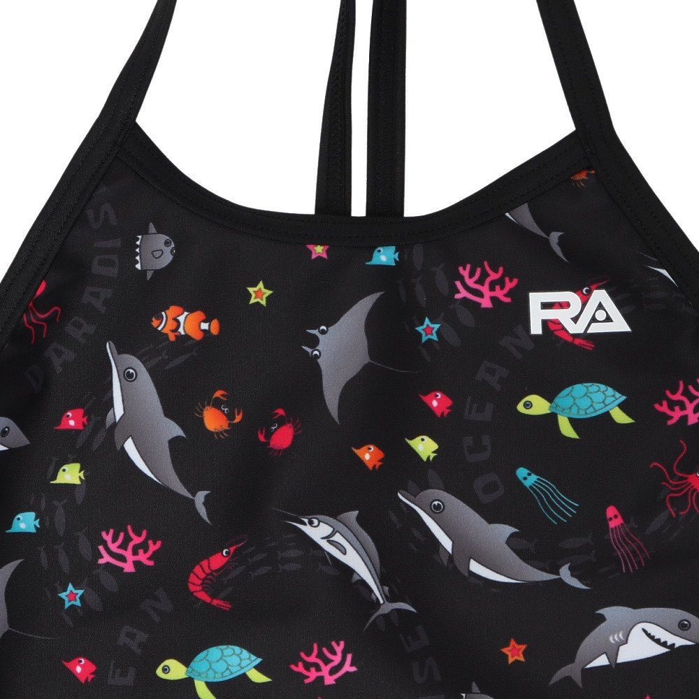 RA（RA）（キッズ）水着 ジュニア 女子 水泳 フレックスバック SEA WORL RA123-FSEAWJR BK
