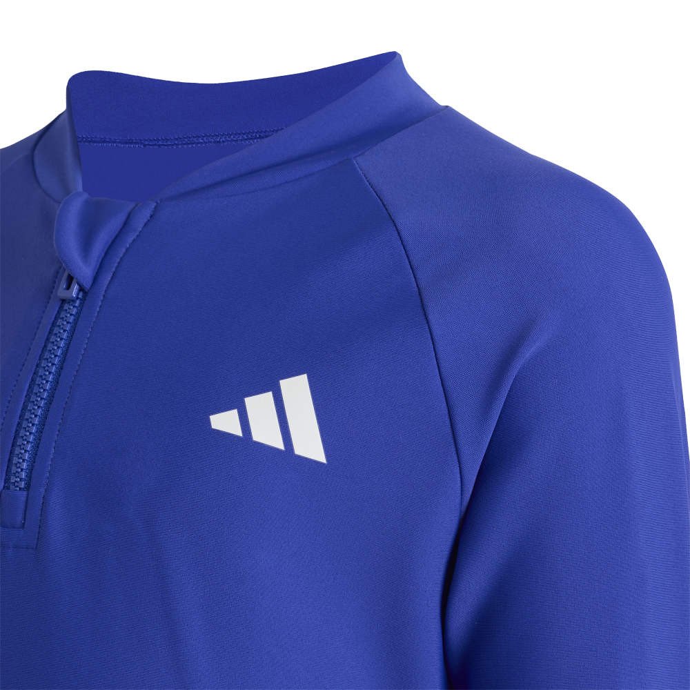 アディダス（adidas）（キッズ）ラッシュガード 水着 ジュニア 水泳 長袖 ジップ キッズ 青 120-160サイズ SX826-KB7243 UPF50+ UVカット