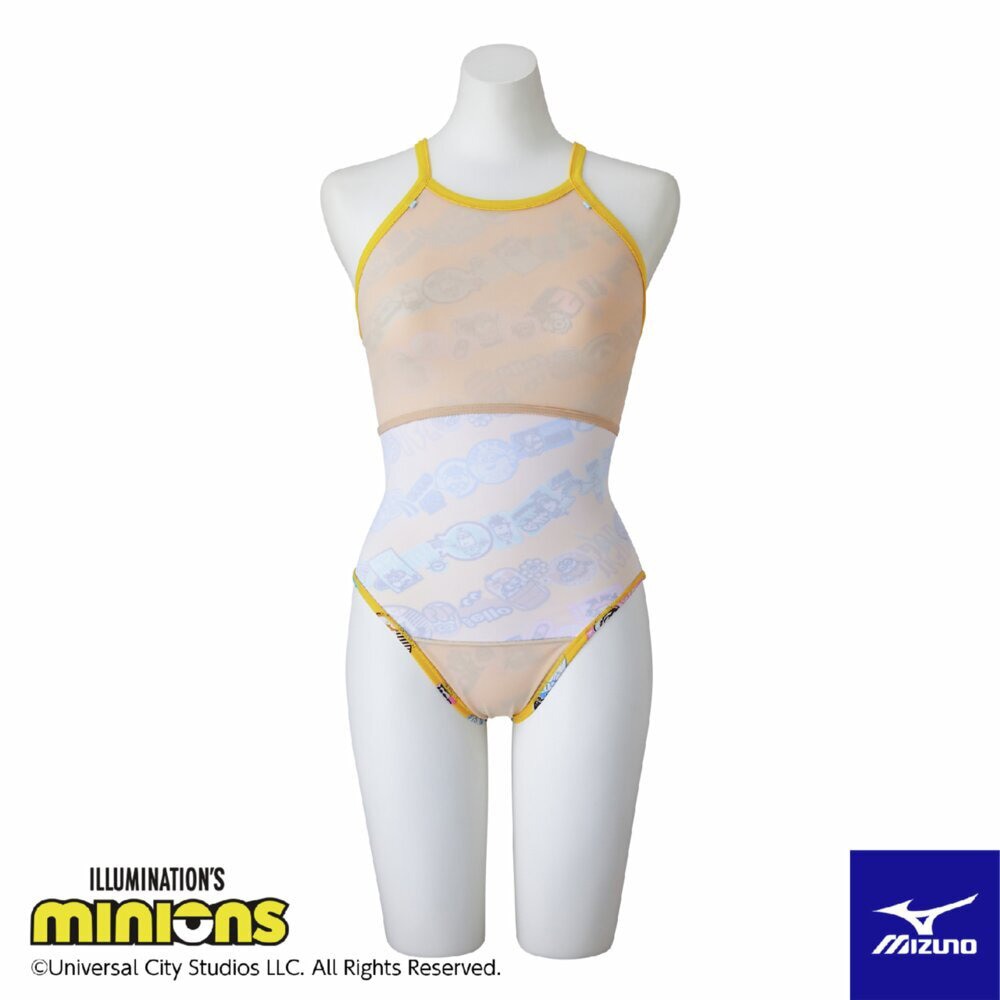 ミズノ（MIZUNO）（キッズ）競泳水着  ジュニア  女子  水泳  ミニオンミディアムカット  黄色 120-140センチ N2MAC49645 運動 スポーツ