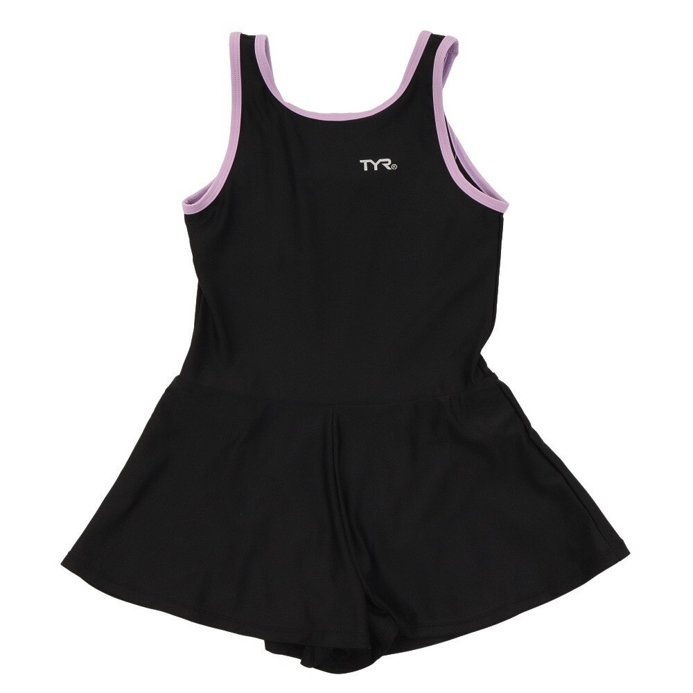 ティーワイアール（TYR）（キッズ）スクール水着 女の子 水泳 ガールズ Aラインワンピース水着 スカート USCHOLALI112X BLKLAV　撥水　UVカット　UPF50+
