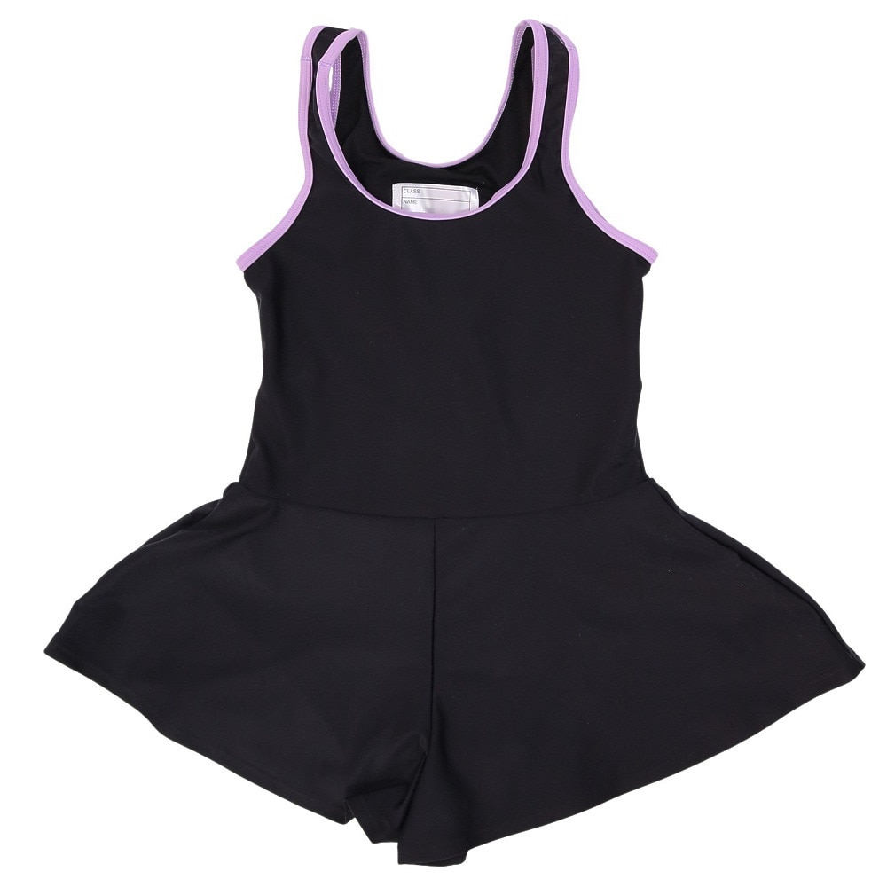 ティア（TYR）（キッズ）スクール水着 ジュニア ガールズAラインワンピース USCHALSTCH122X BLKLAV 水泳 水泳 撥水 UVカット UPF50+