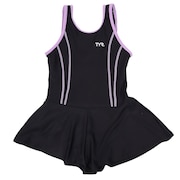 (キッズ)スクール水着 ジュニア ガールズAラインワンピース USCHALSTCH122X BLKLAV 水泳 水泳 撥水 UVカット UPF50+