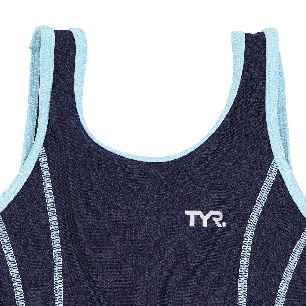 ティーワイアール（TYR）（キッズ）スクール水着 ジュニア ガールズAラインワンピース USCHALSTCH122X  NVYSAX　水泳　水泳　撥水　UVカット　UPF50+