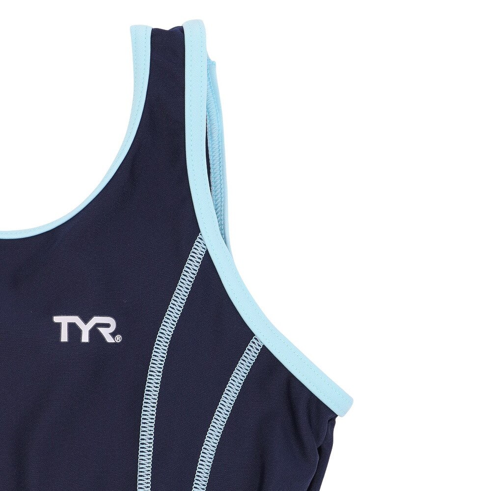 ティーワイアール（TYR）（キッズ）スクール水着 ジュニア ガールズAラインワンピース USCHALSTCH122X  NVYSAX　水泳　水泳　撥水　UVカット　UPF50+