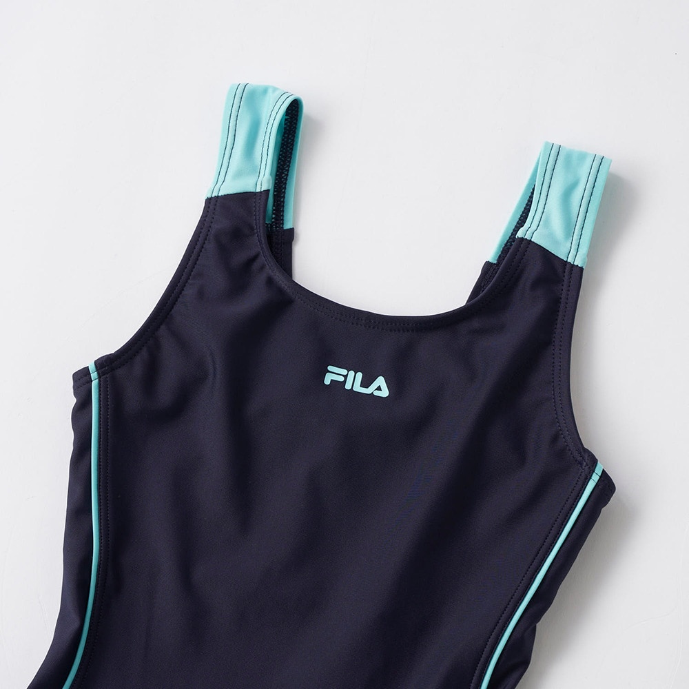 フィラ（FILA）（キッズ）スクール水着 ジュニア 女子 水泳 シャツセット オンスクール 125665-SAX