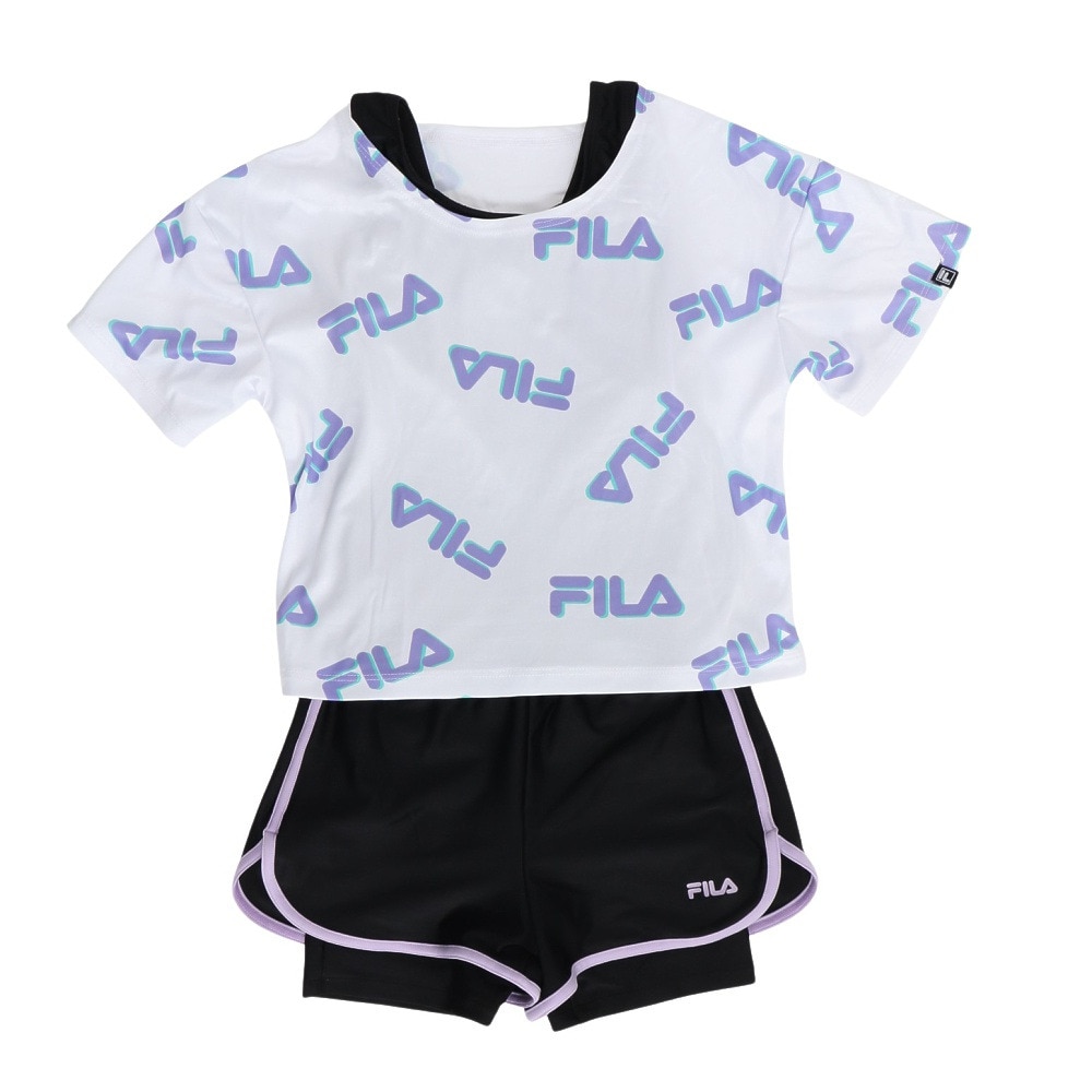 フィラ（FILA）（キッズ）ジュニア 女子 水泳 Tシャツセット オン スクール水着 125666-PPL