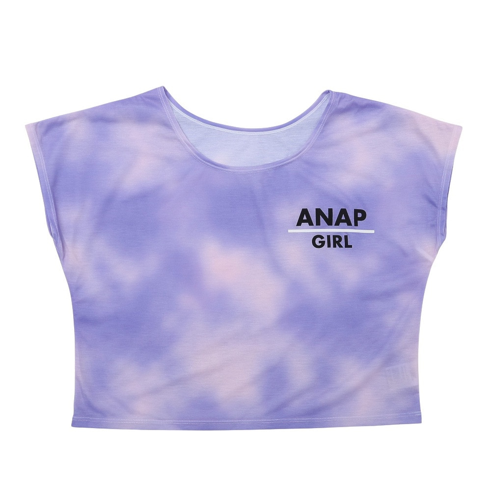 アナップ（ANAP）（キッズ）ジュニア 女子 水泳 オンスクール水着 Tシャツ付き セパレート 3点セット 黒×紫 140-160cm 372855-25BLK UVカット UPF50+
