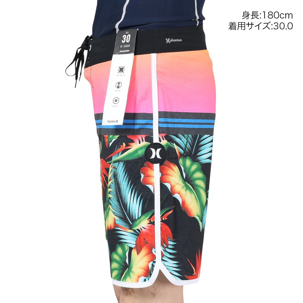 ハーレー（HURLEY）（メンズ）水着 海パン ハーフパンツ ボードショーツ PHANTOM PARADISE BIRDS 18 22 CU0711-010 ピンク×ブラック