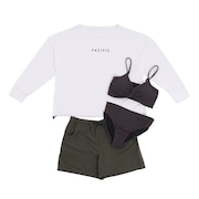 (レディース)水着 ラッシュガード ビキニ 4点セット ラッシュTシャツ付 522806WHT ホワイト