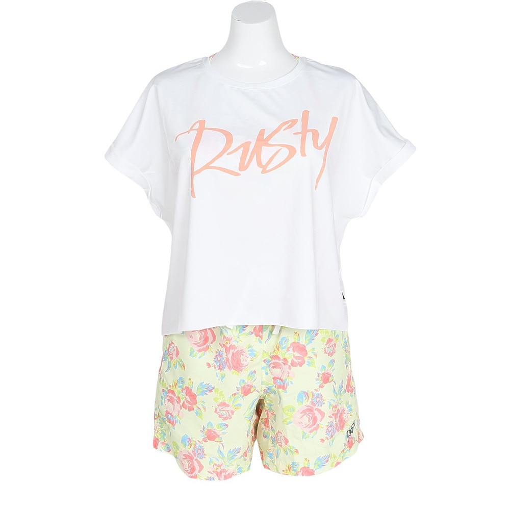 ラスティ（RUSTY）（レディース）水着 4点セット Tシャツ 水着上下 ショートパンツ924801YEL イエロー フラワー