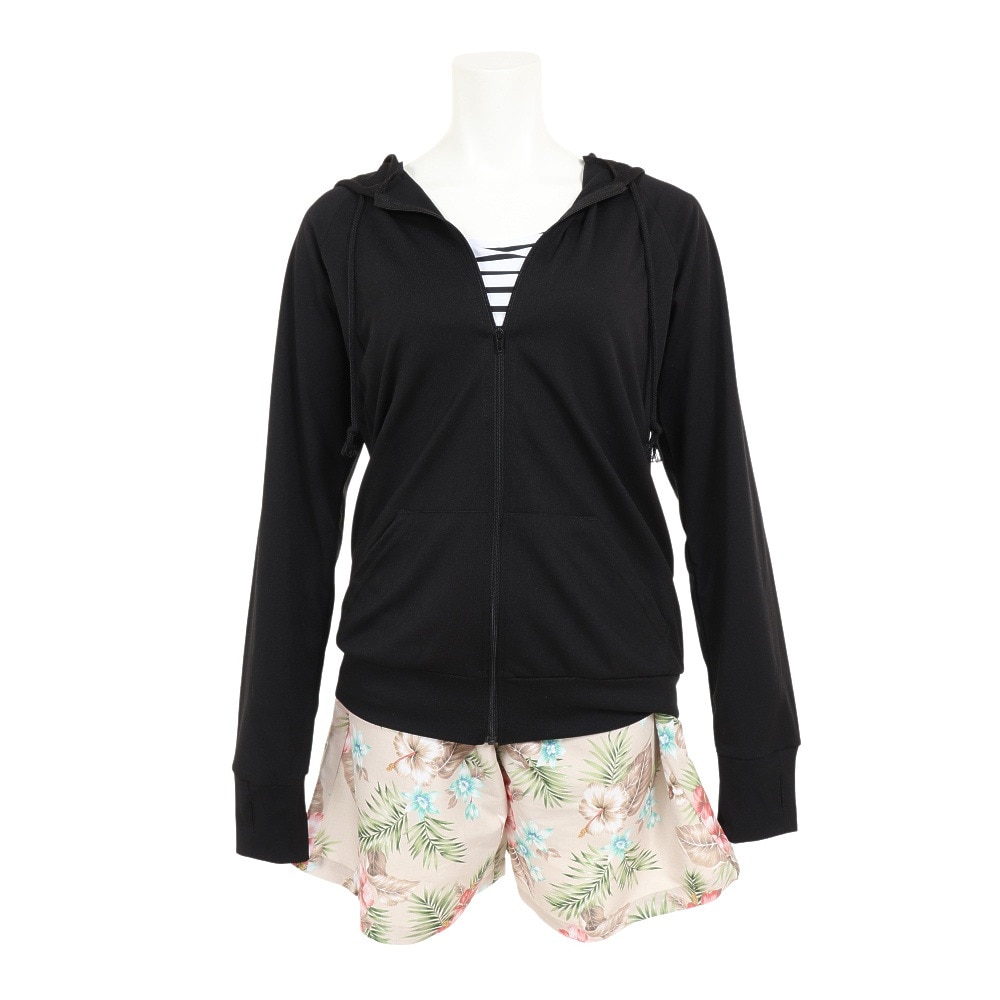 シュリーヌ（Shreanu）（レディース）水着 4点セット トップス ショーツ ショートパンツ パーカー 388080BLK ブラック
