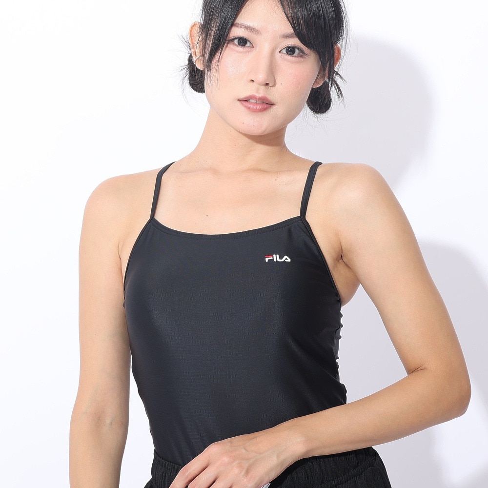 フィラ（FILA）（レディース）水着 4点セット ジュニア ガールズ ラッシュガード ロゴTシャツ付き タンキニ 324601-BK