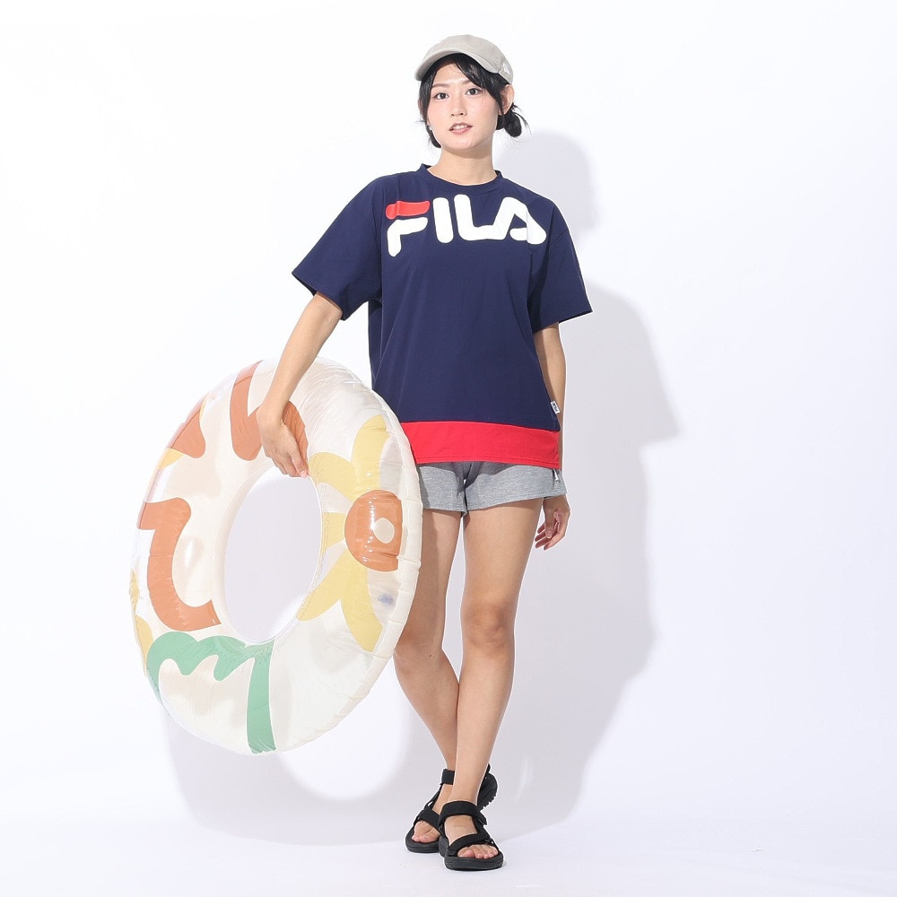 フィラ（FILA）（レディース）水着 4点セット ジュニア ガールズ ラッシュガード ロゴTシャツ付き タンキニ 324601-NV