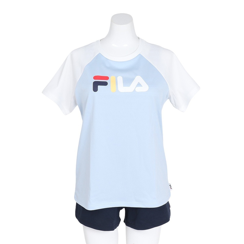 フィラ（FILA）（レディース）水着 4点セット ジュニア ガールズ ロゴTシャツ付き タンキニ 324602-SAX