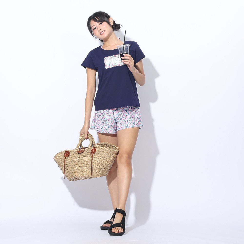 フィラ（FILA）（レディース）水着 4点セット ガールズ ロゴTシャツ付き 324603-NV ネイビー 上下水着 フラワー