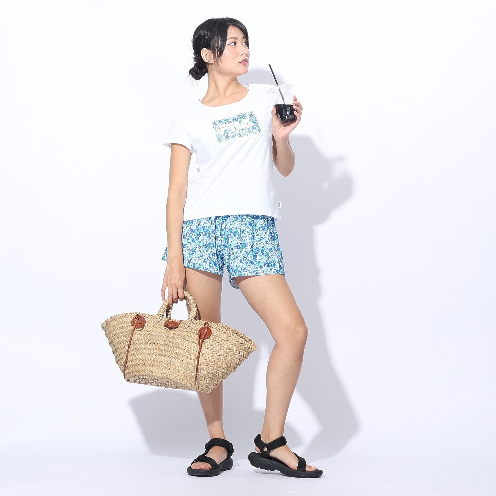 フィラ（FILA）（レディース）水着 4点セット ガールズ ロゴTシャツ付き 324603-WT ホワイト 上下水着 フラワー
