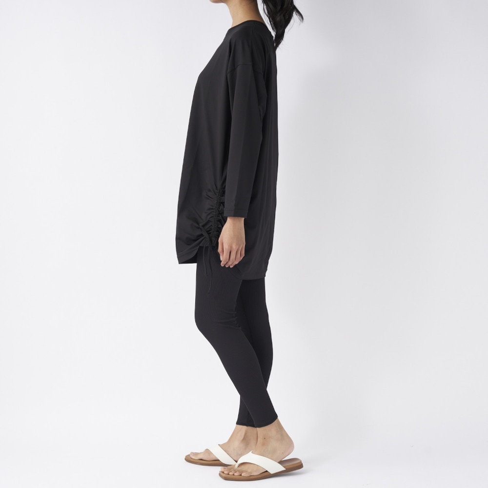 オーシャンパシフィック（Ocean Pacific）（レディース）水着 3点セット 体型カバー Tシャツ レギンス付き 523810 BLK ブラック
