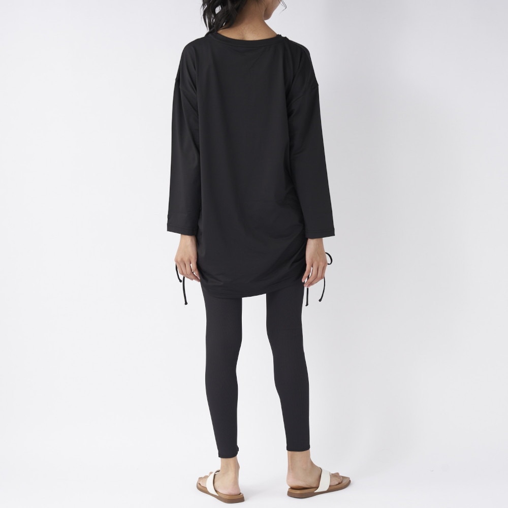 オーシャンパシフィック（Ocean Pacific）（レディース）水着 3点セット 体型カバー Tシャツ レギンス付き 523810 BLK ブラック